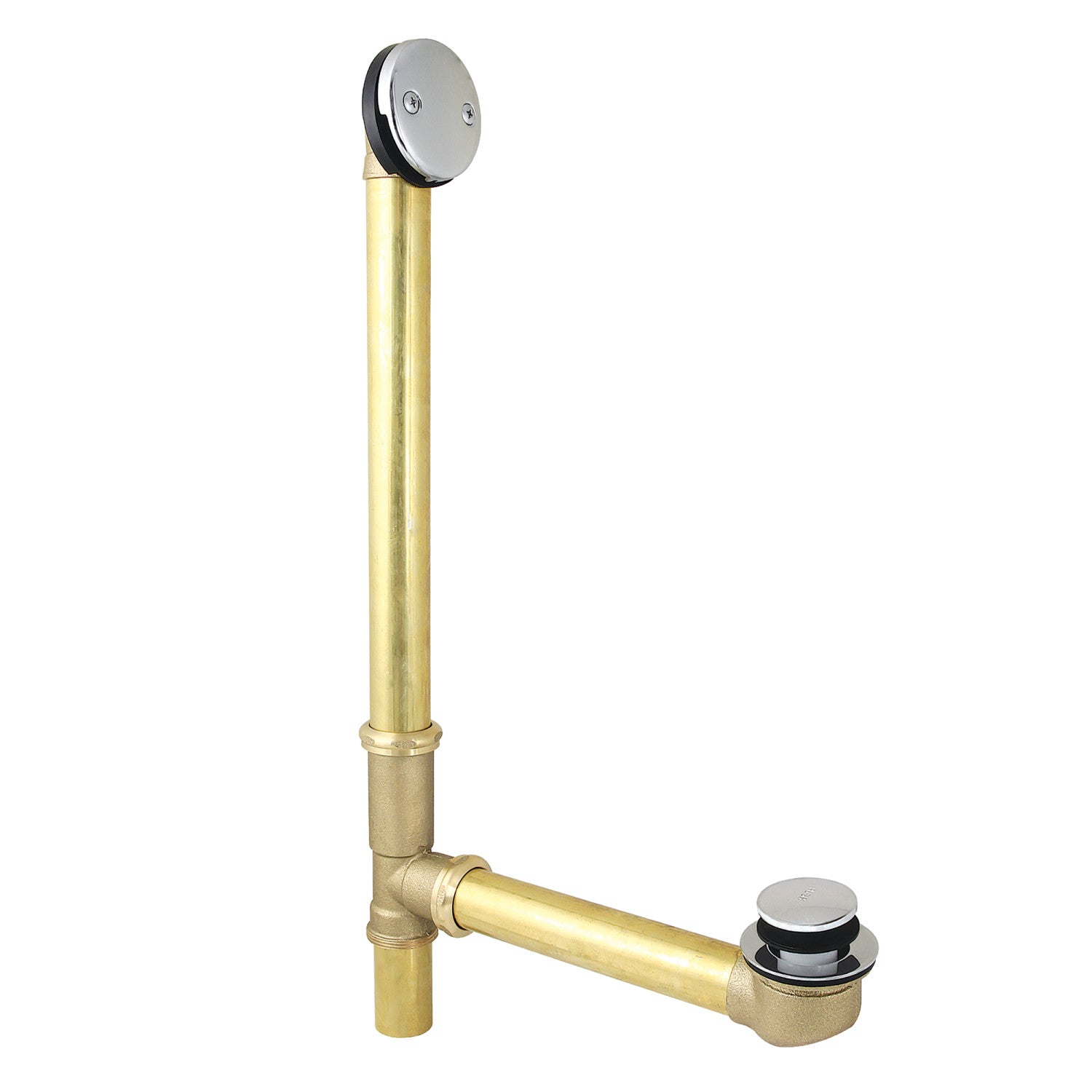 Kingston Tulare DTT2181 - Made To Match 23-Inch Brass Toe Touch Tub Waste and Overflow, Polished Chrome