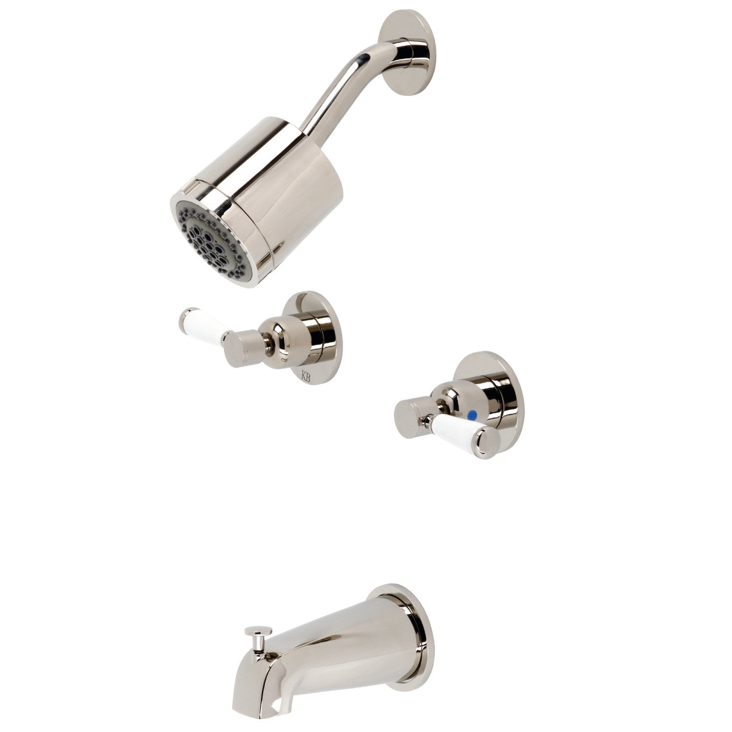 Kingston Tulare KBX8146DPL - Robinet de douche et baignoire à double poignée Paris, nickel poli