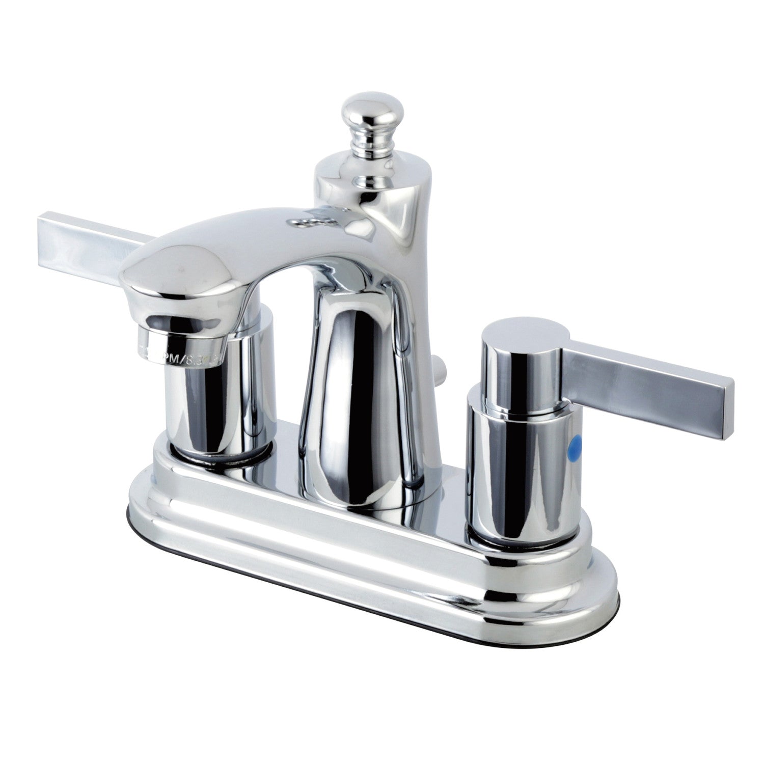 Kingston NuvoFusion FB7621NDL Double-Handle 3 trous montage sur plage 4-Inch Centerset Robinet de salle de bain avec drain à tirette, chrome poli