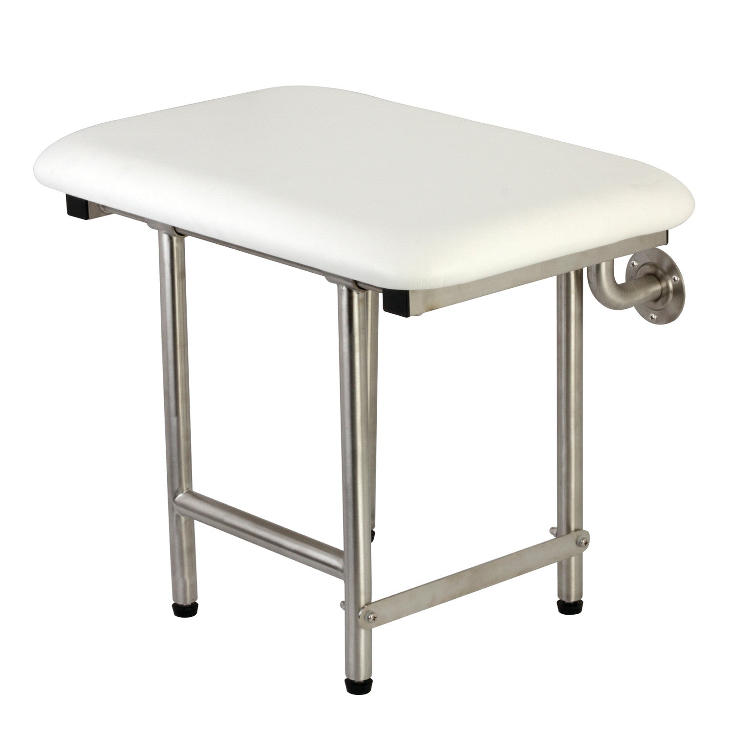 Kingston Sosteno KBSS2216P 22-Inch x 16-Inch Wall Mount Fold Down Shower Seat with Legs Support, Brushed Stainless Steel