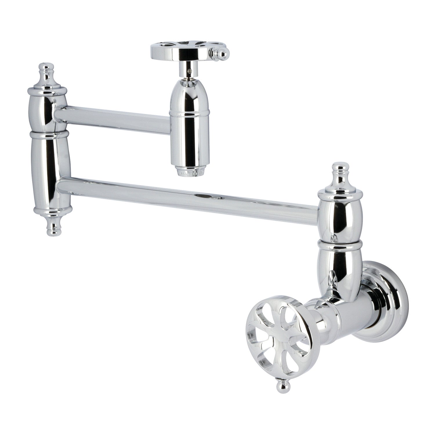 Kingston Tulare KS3101RX - Belknap Robinet de remplissage de pot à deux poignées 1 trou, chrome poli