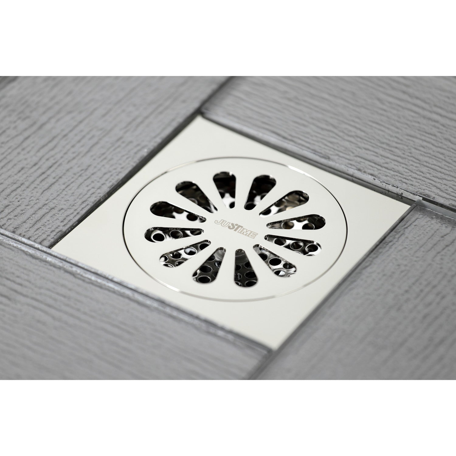 Kingston Watercourse BSF4161PN 4-Inch Brass Square Grid Shower Drain with Hair Strainer, Polished Nickel