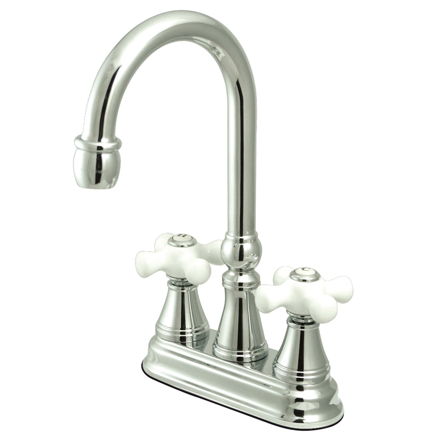 Kingston Tulare KS2491PX - Robinet de barre de plate-forme à deux poignées 2 trous, chrome poli