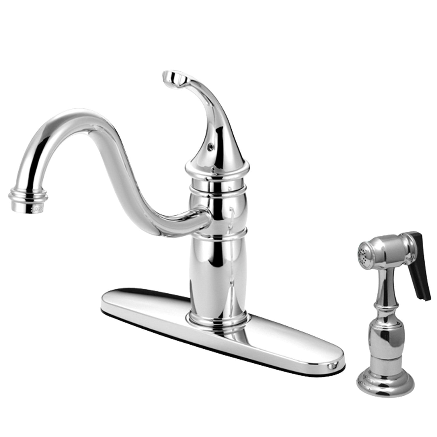 Kingston Heirloom KB1571GLBS - Robinet de cuisine à une poignée géorgienne 2-or-4 avec pulvérisateur en laiton, chrome poli