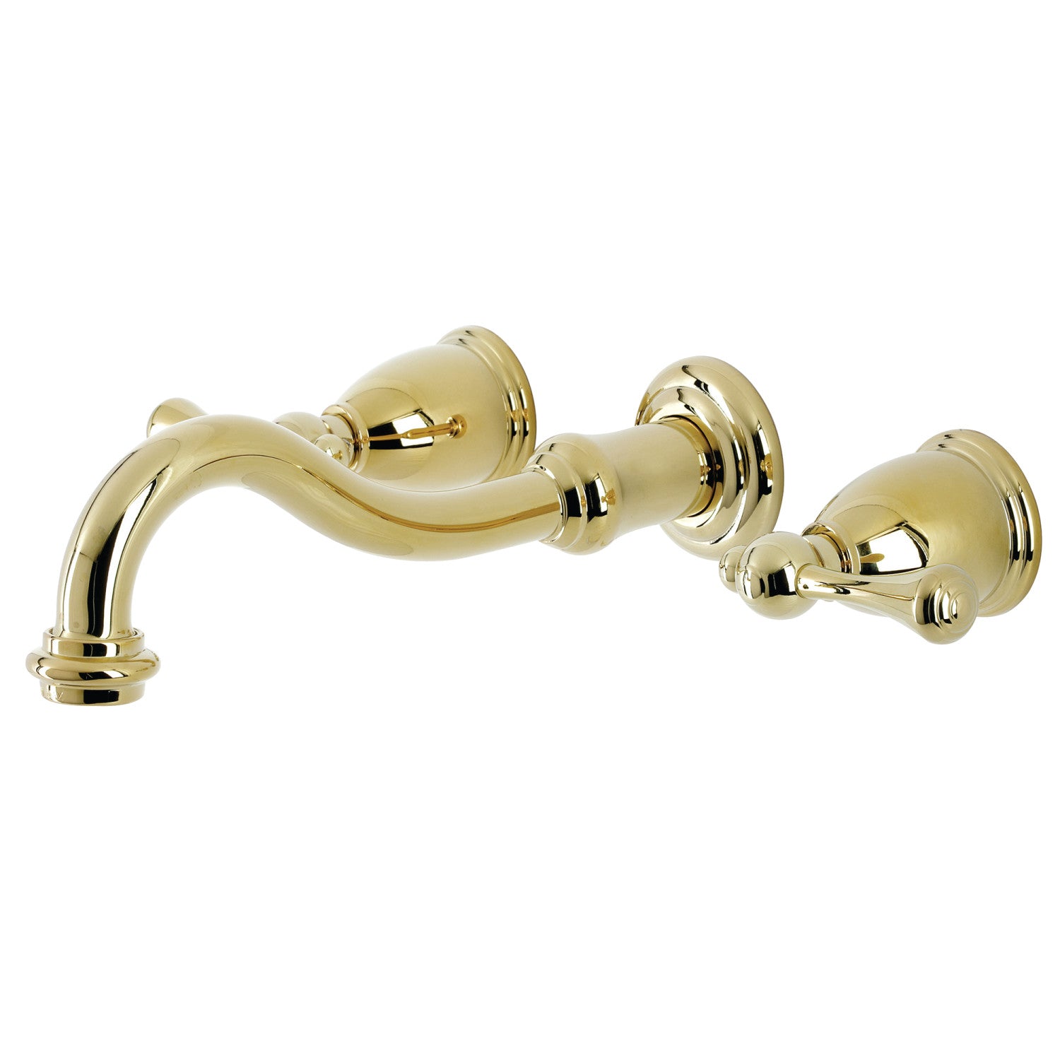 Kingston Heirloom KS3122BL - Robinet de salle de bains mural double poignée vintage 3 trous, laiton poli