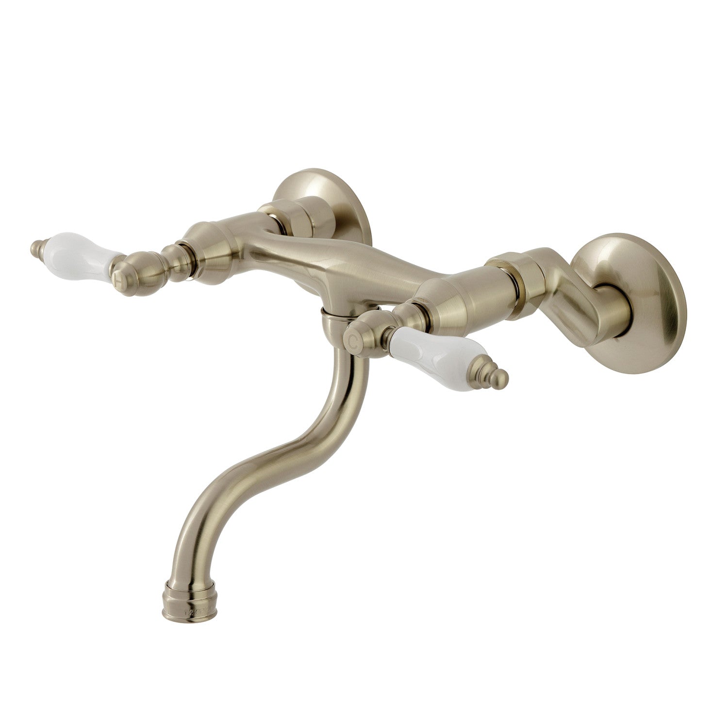 Kingston Heirloom KS2118PL - Kingston Double-Handle 2 trous Robinet de salle de bains mural, Nickel brossé