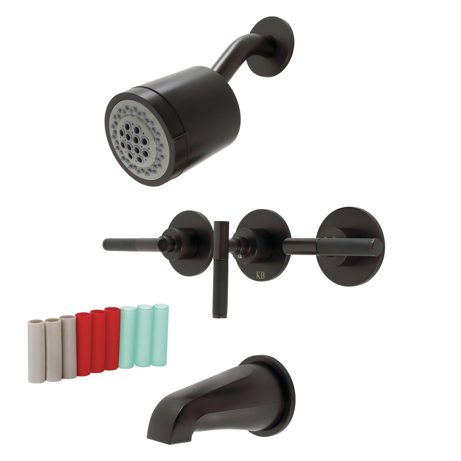 Kingston Sona KBX8135CKL - Robinet de baignoire et de douche à triple poignée Kaiser, bronze frotté à l'huile
