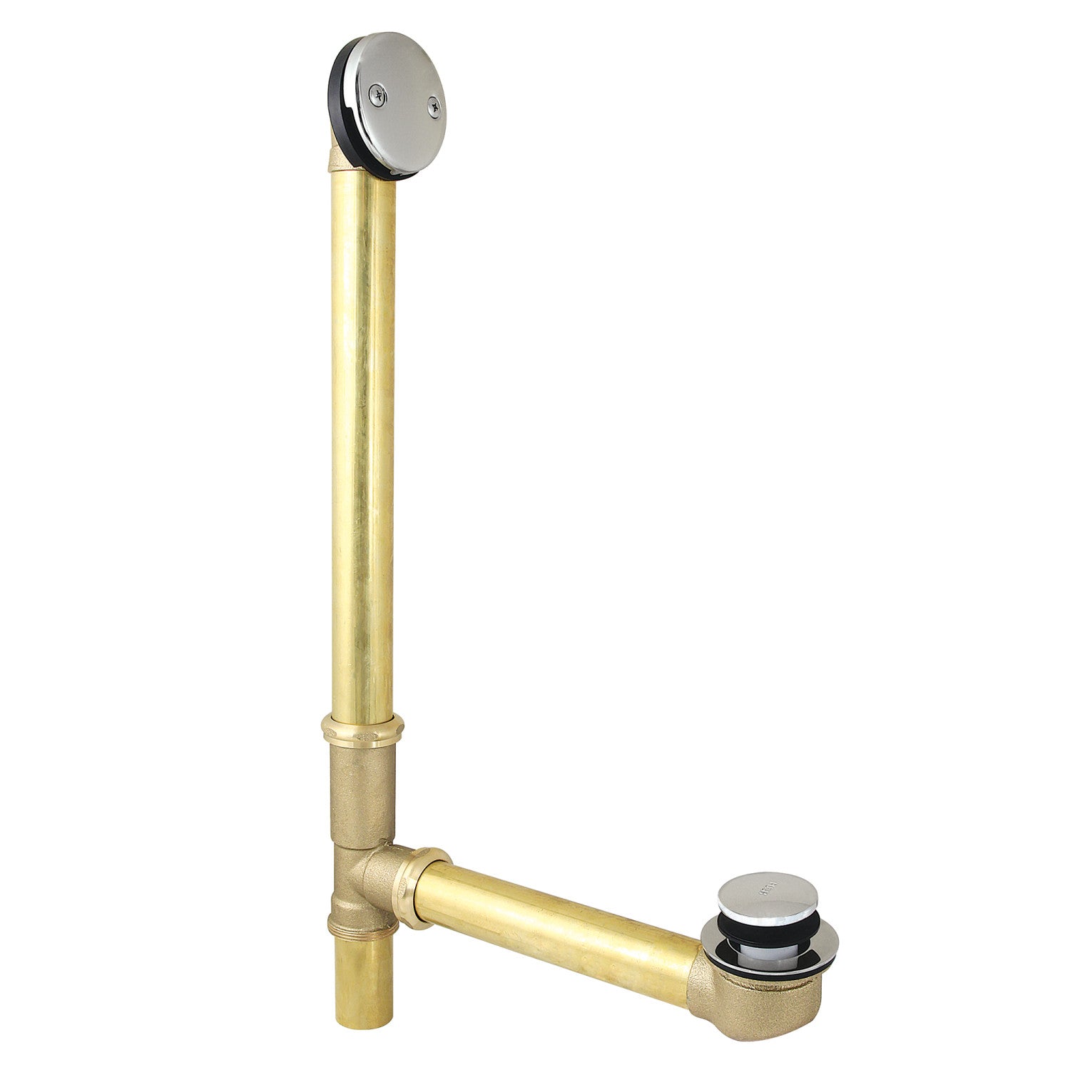 Kingston Tulare DTT2186 - Made To Match 23-Inch Brass Toe Touch Tub Waste and Overflow, Polished Nickel