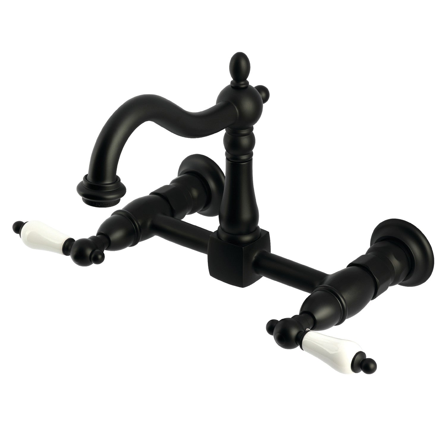 Kingston Heirloom KS1260PL - Robinet de cuisine à deux poignées Heritage 2 trous, noir mat