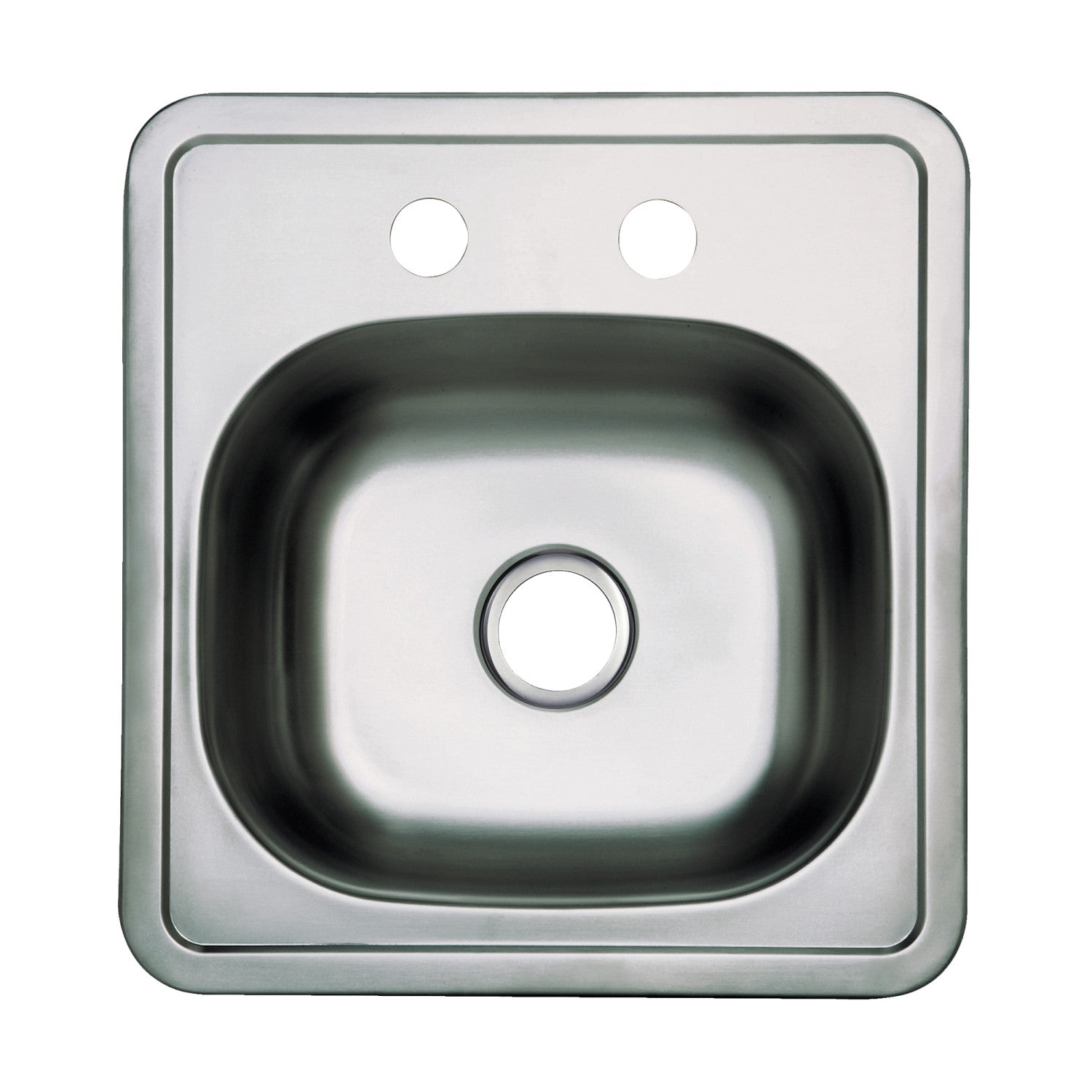 Kingston Studio GKTS1515 15-Inch Stainless Steel Self-Rimming Single Bowl Drop-In Bar Prep Sink (2-Hole), Brushed Stainless Steel