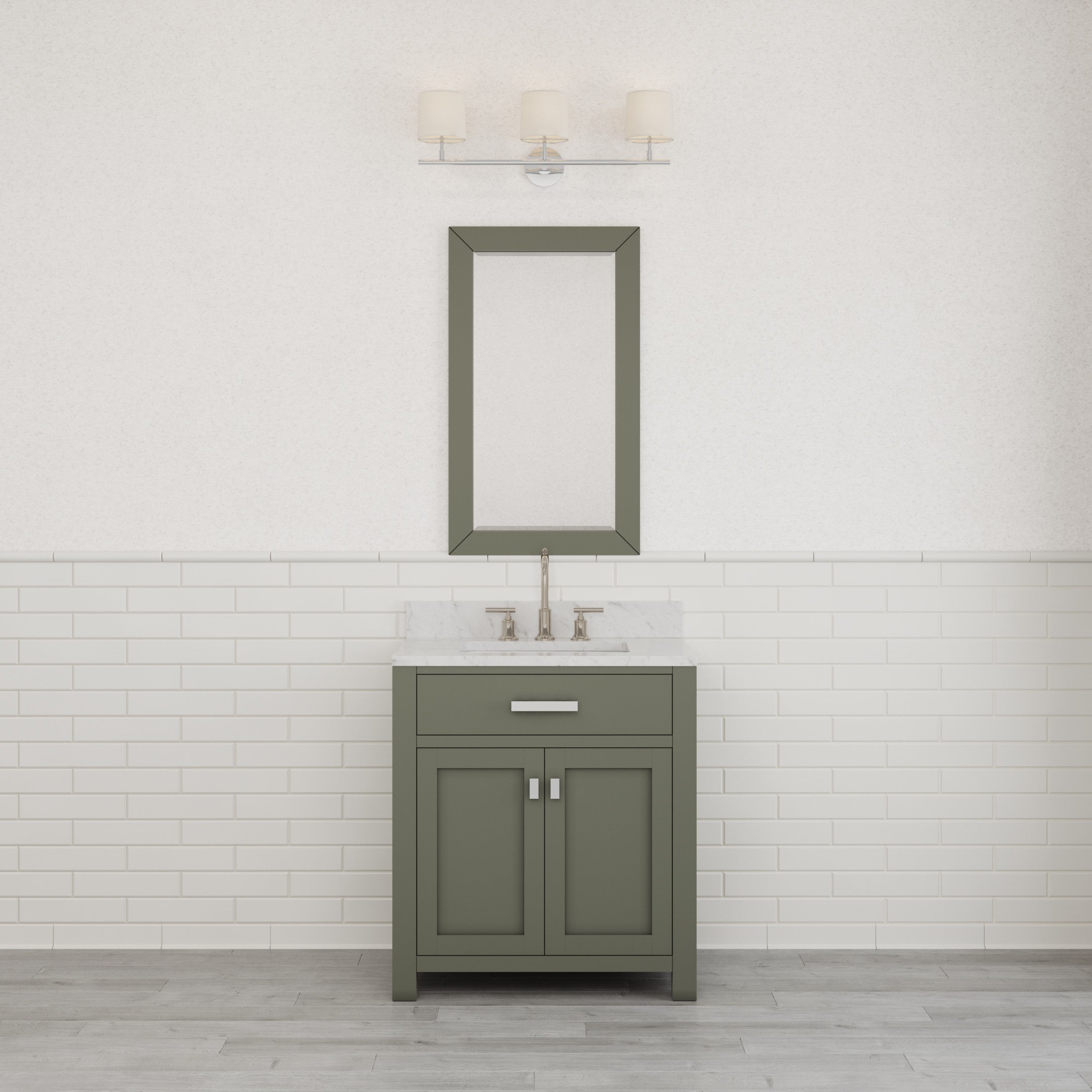 Kingston Luxe MS30CW01GN - 30 in. x 21.5 in. Bathroom Vanity Marble Top and White Basin, Green