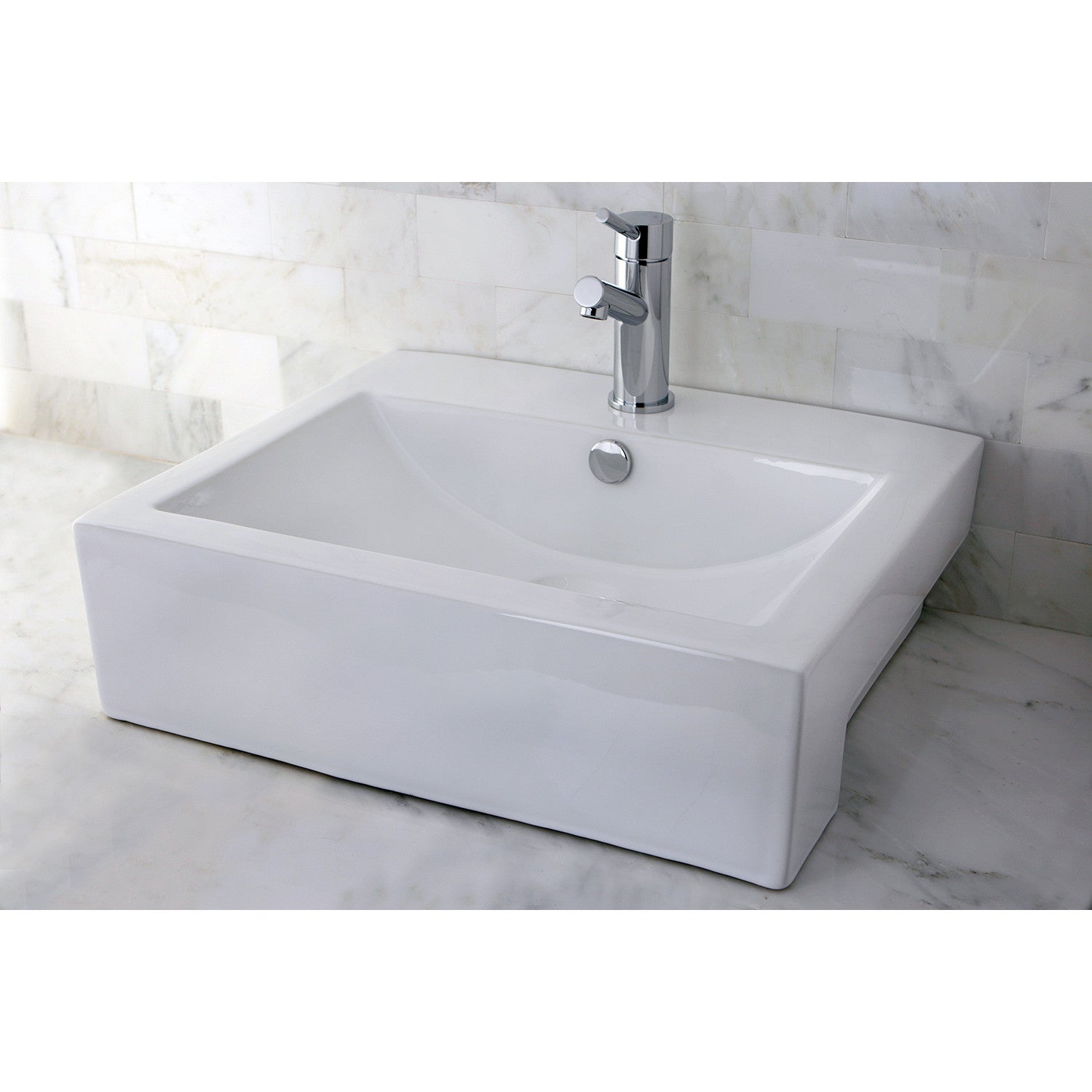 Kingston Sona EV4034 - Concord 21-1/4 Inch Ceramic Square Semi-Recessed Vessel Sink, White