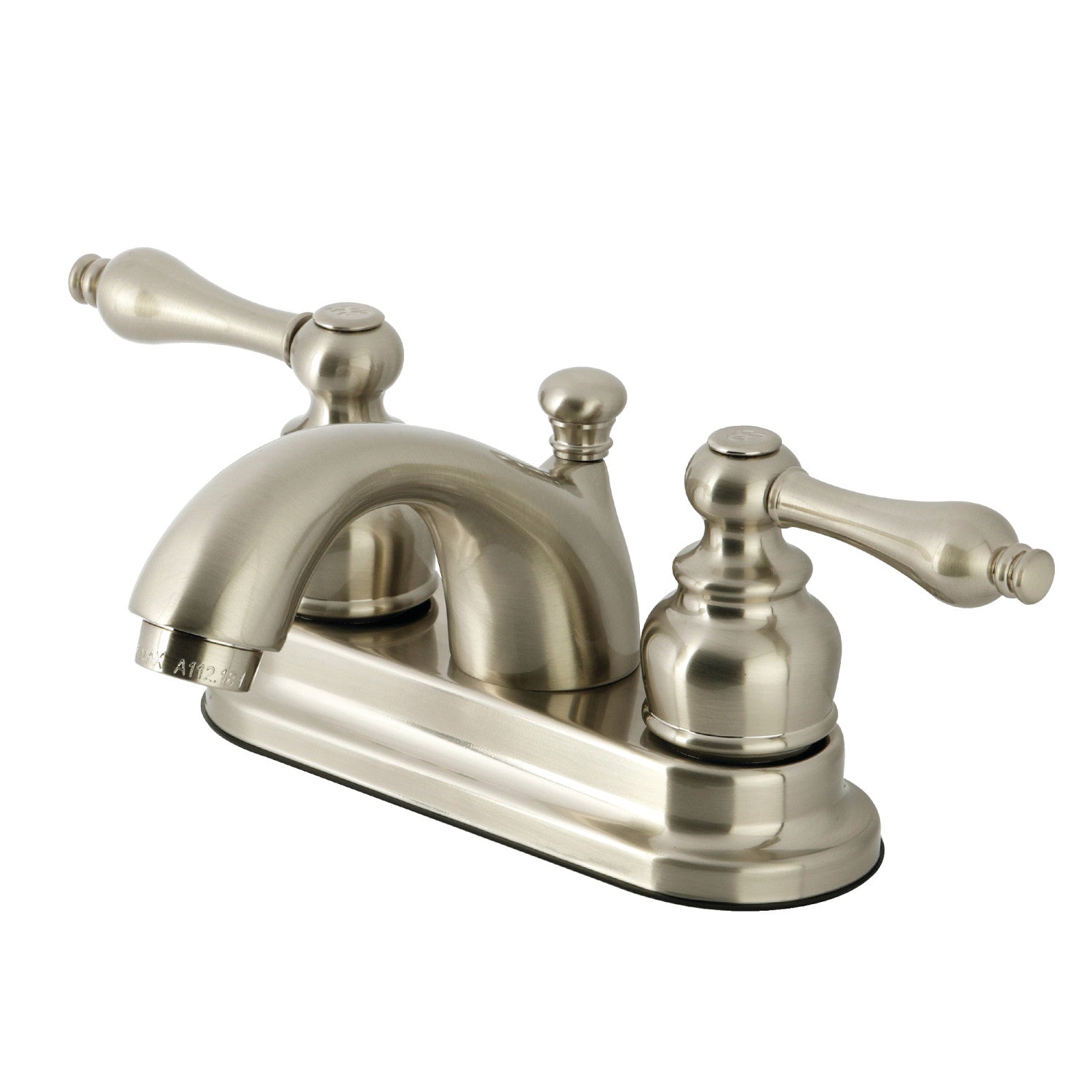 Kingston Heirloom KB2608AL - Vintage Double-Handle 3 trous montage sur plage 4-Inch Centerset Robinet de salle de bains avec drain à tirette, Nickel brossé