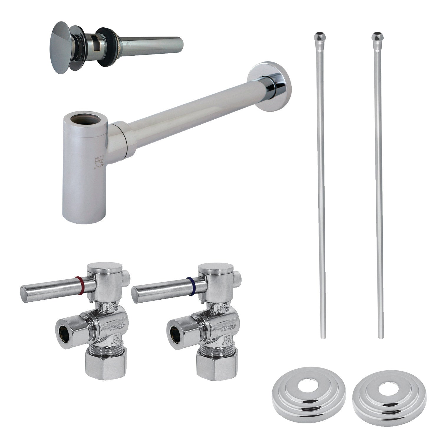 Kingston Sona CC53301DLTRMK2 - Trimscape Modern Plumbing Sink Trim Kit with Bottle Trap and Overflow Drain, Polished Chrome