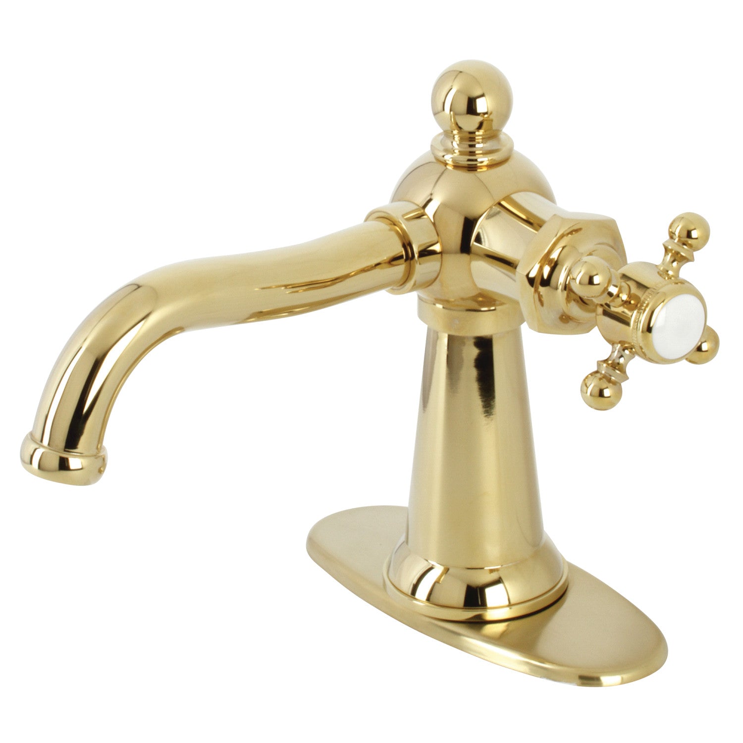 Kingston Heirloom KSD154BXPB - Robinet de salle de bain à une poignée nautique 1 trou avec plaque de pont et bonde à tirette, laiton poli