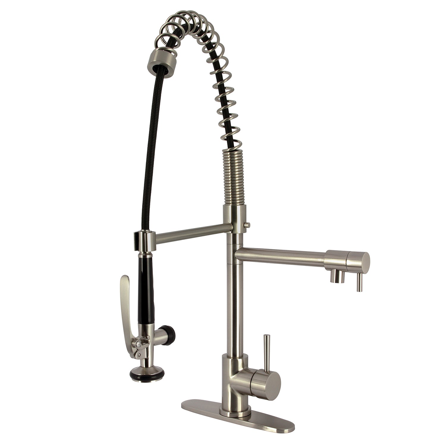 Kingston Sona LS8508DL - Concord Robinet de cuisine pré-rinçage à une poignée 1 trou, Nickel brossé