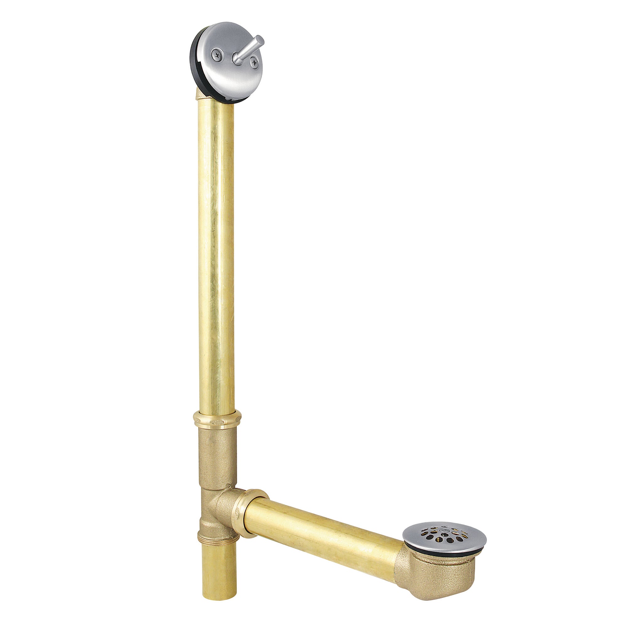 Kingston Tulare DTL1181 - Made To Match 23-Inch Brass Trip Lever Tub Waste and Overflow with Grid Strainer, Polished Chrome