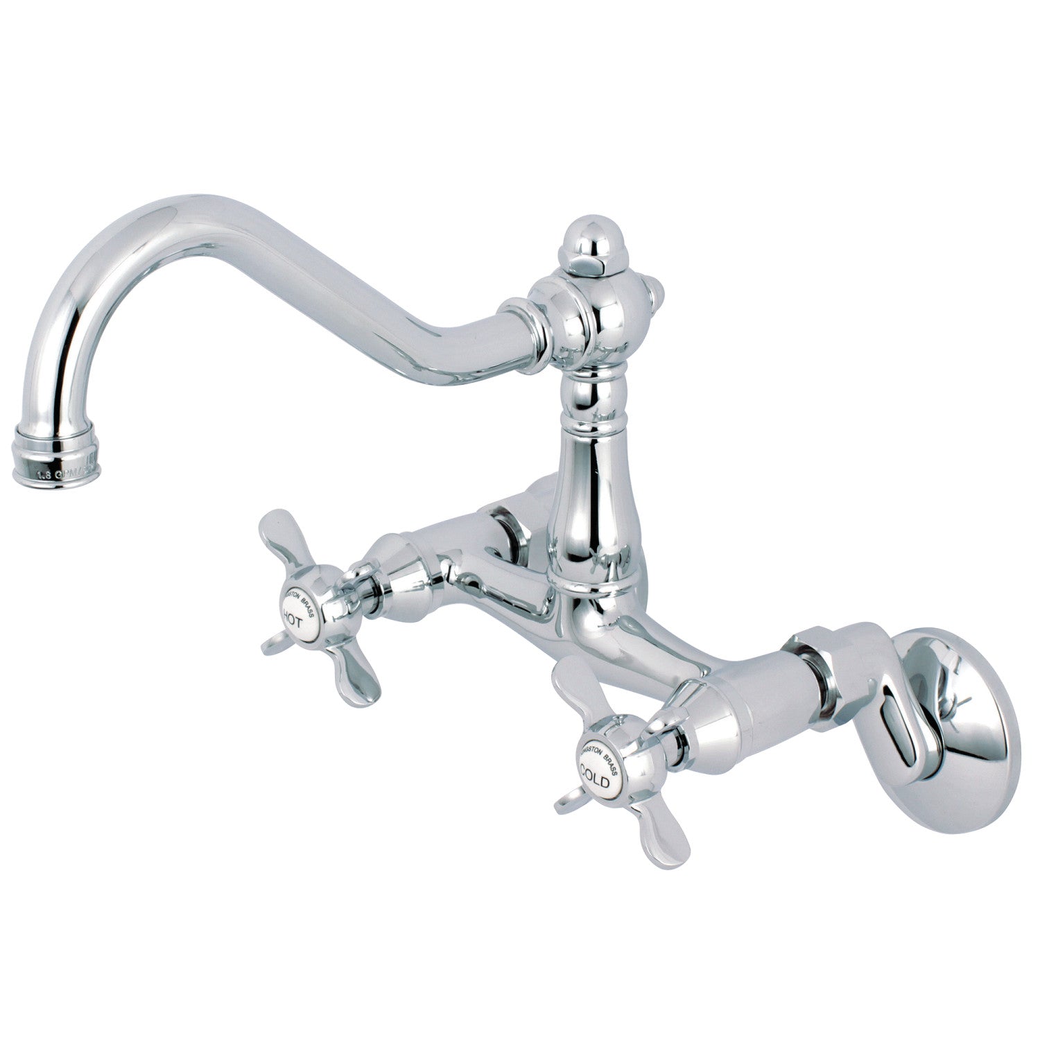 Kingston Heirloom KS3221BEX - Robinet de cuisine à deux poignées 2 trous Wall Mount Bridge, chrome poli