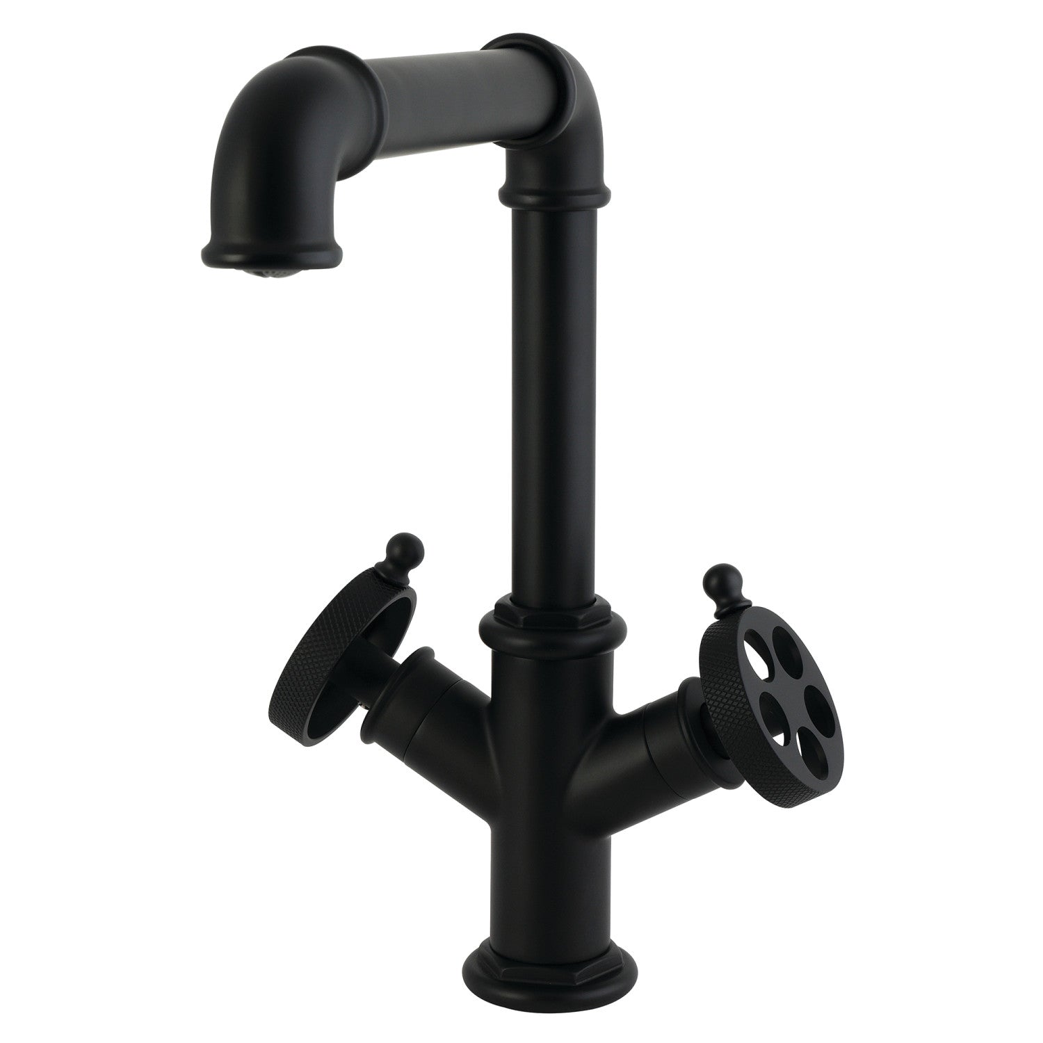 Kingston Wendell LS6400RKZ Robinet de bar à deux poignées 1 trou avec poignée moletée, noir mat