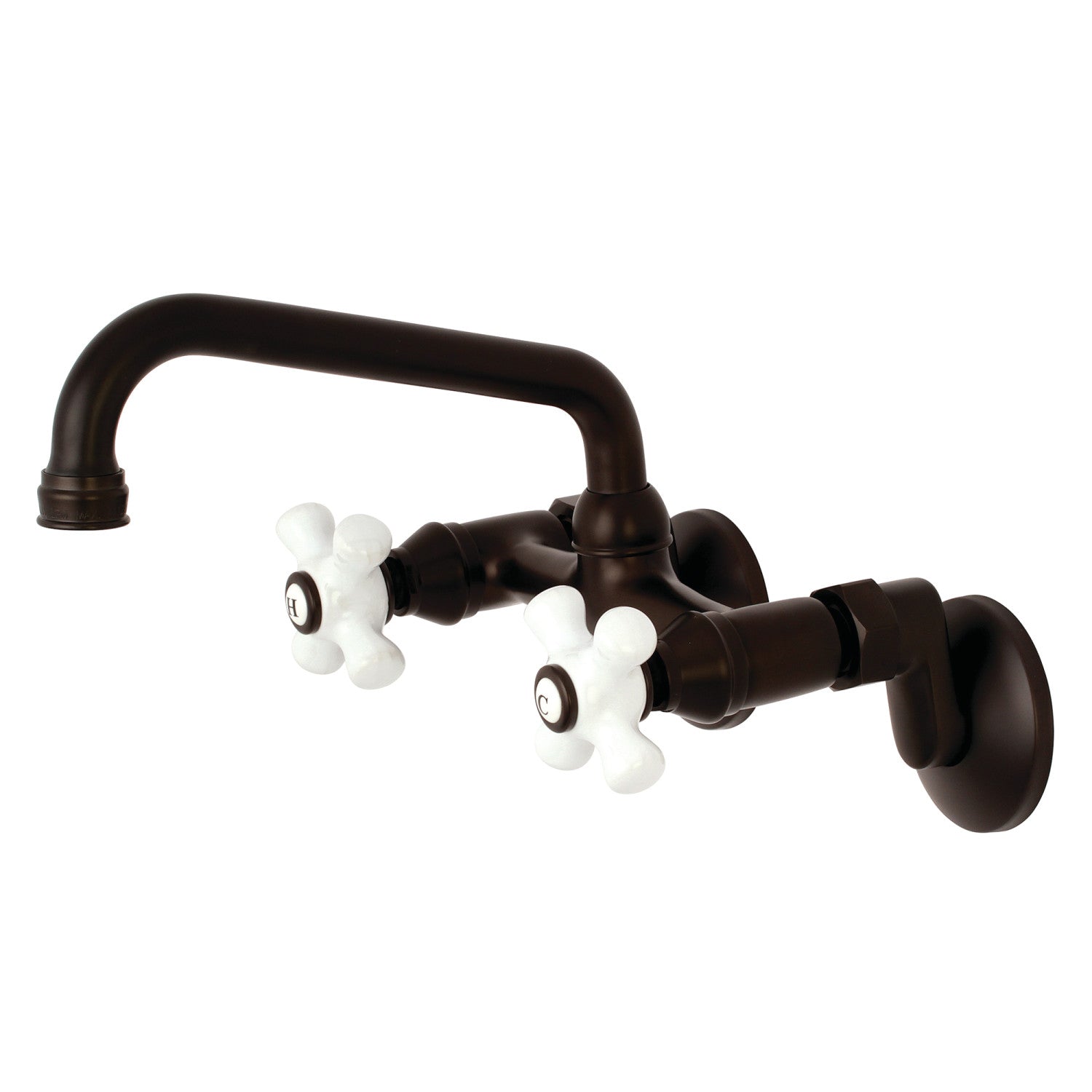 Kingston Heirloom KS613ORB - Robinet de cuisine à deux poignées 2 trous Wall Mount Bridge, bronze à l'huile