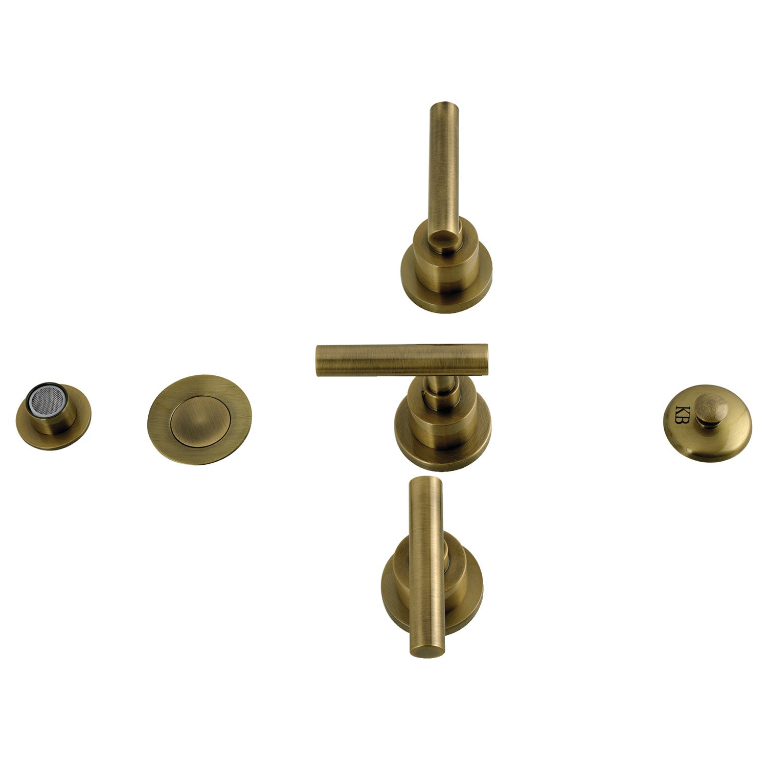 Kingston Sona KB6323CML - Robinet de bidet vertical à trois poignées avec laiton à tirette, laiton antique