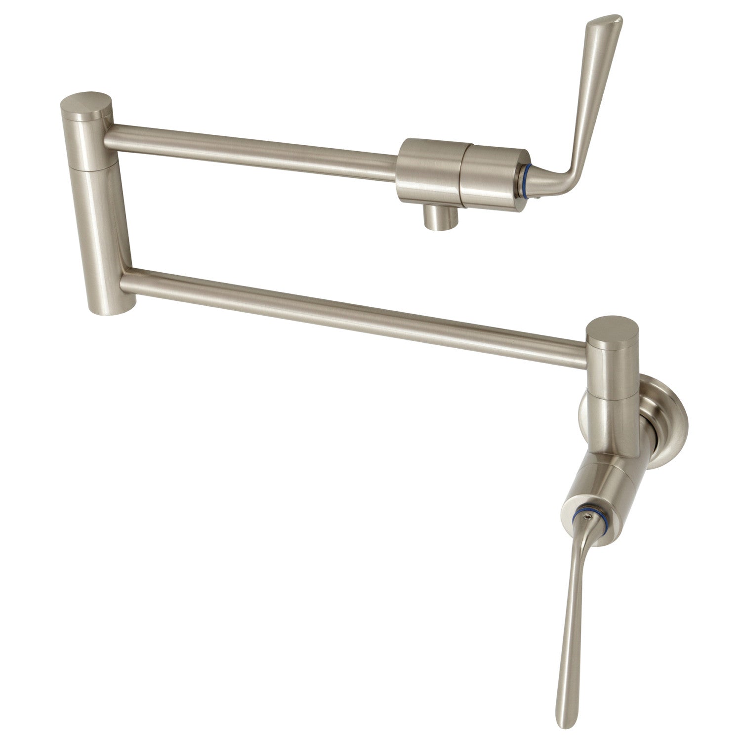 Kingston Tulare KS4108ZL - Robinet de remplissage pour pot à montage mural Silver Sage à deux poignées 1 trou, nickel brossé