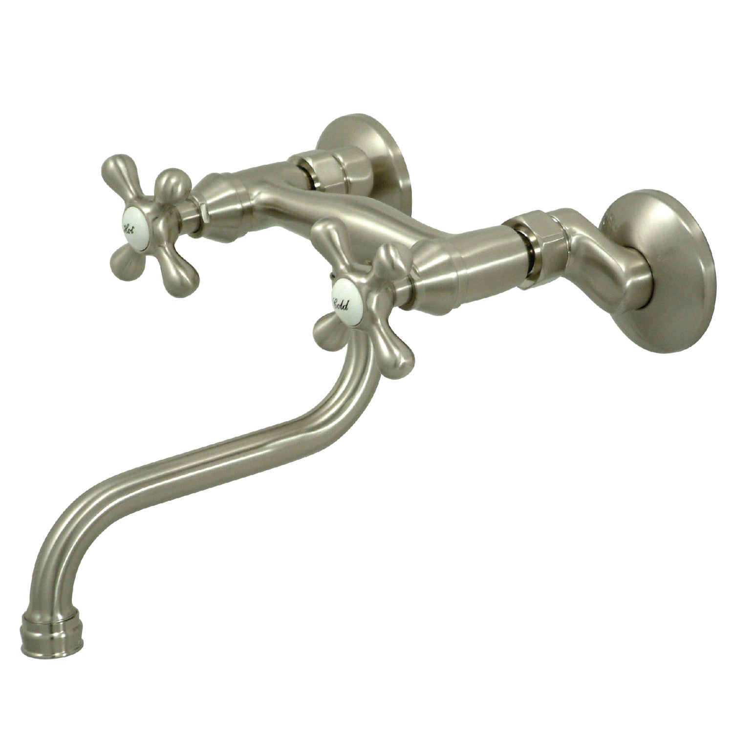 Kingston Heirloom KS216SN - Robinet de salle de bains à double poignée 2 trous, nickel brossé