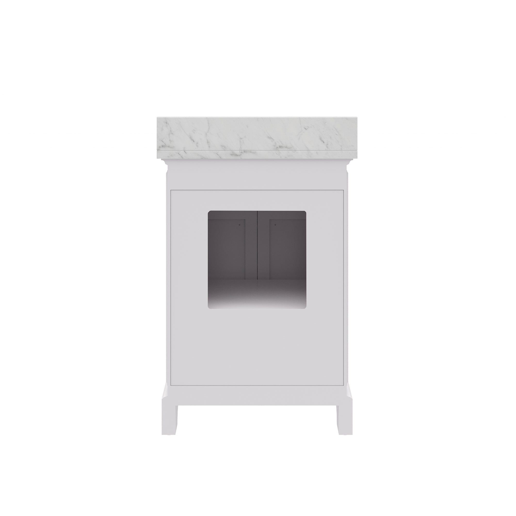 Kingston Luxe DE24CW01PW - 24 in. x 22 in. Bathroom Vanity Marble Top and White Basin, White