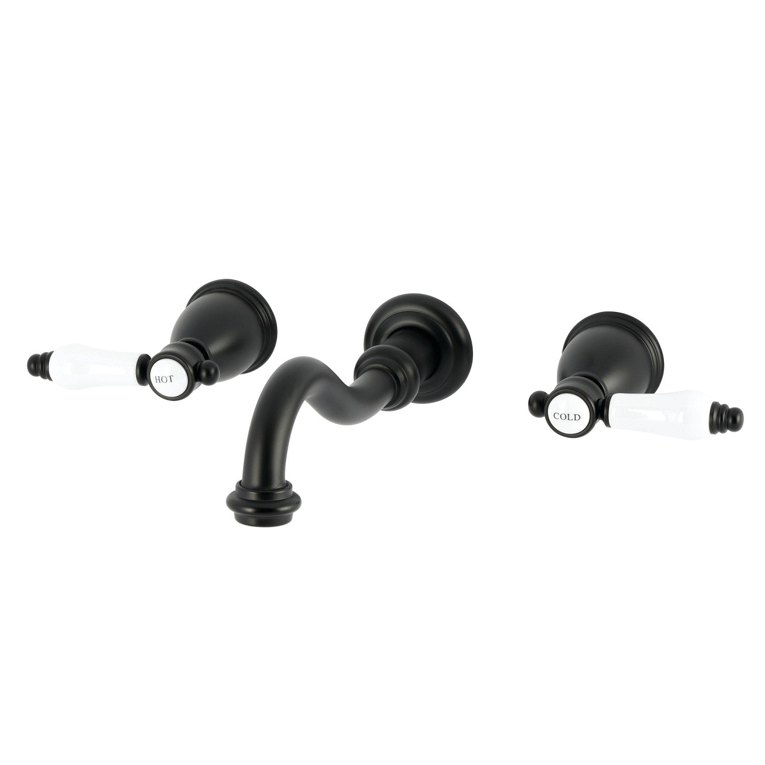 Kingston Heirloom KS3120BPL - Robinet de salle de bain à double poignée Bel-Air 3 trous, noir mat