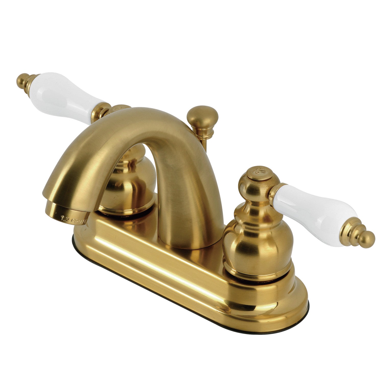 Kingston Heirloom KB5617PL - Restoration Double-Handle 3 trous montage sur plage 4-Inch Centerset Robinet de salle de bain avec drain à tirette, laiton brossé