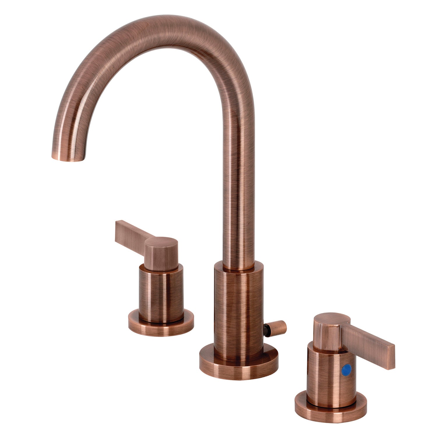 Kingston Sona FSC892NDLAC - NuvoFusion Robinet de salle de bain à deux poignées 3 trous Robinet de salle de bain à montage étendu avec à tirette en laiton, cuivre antique