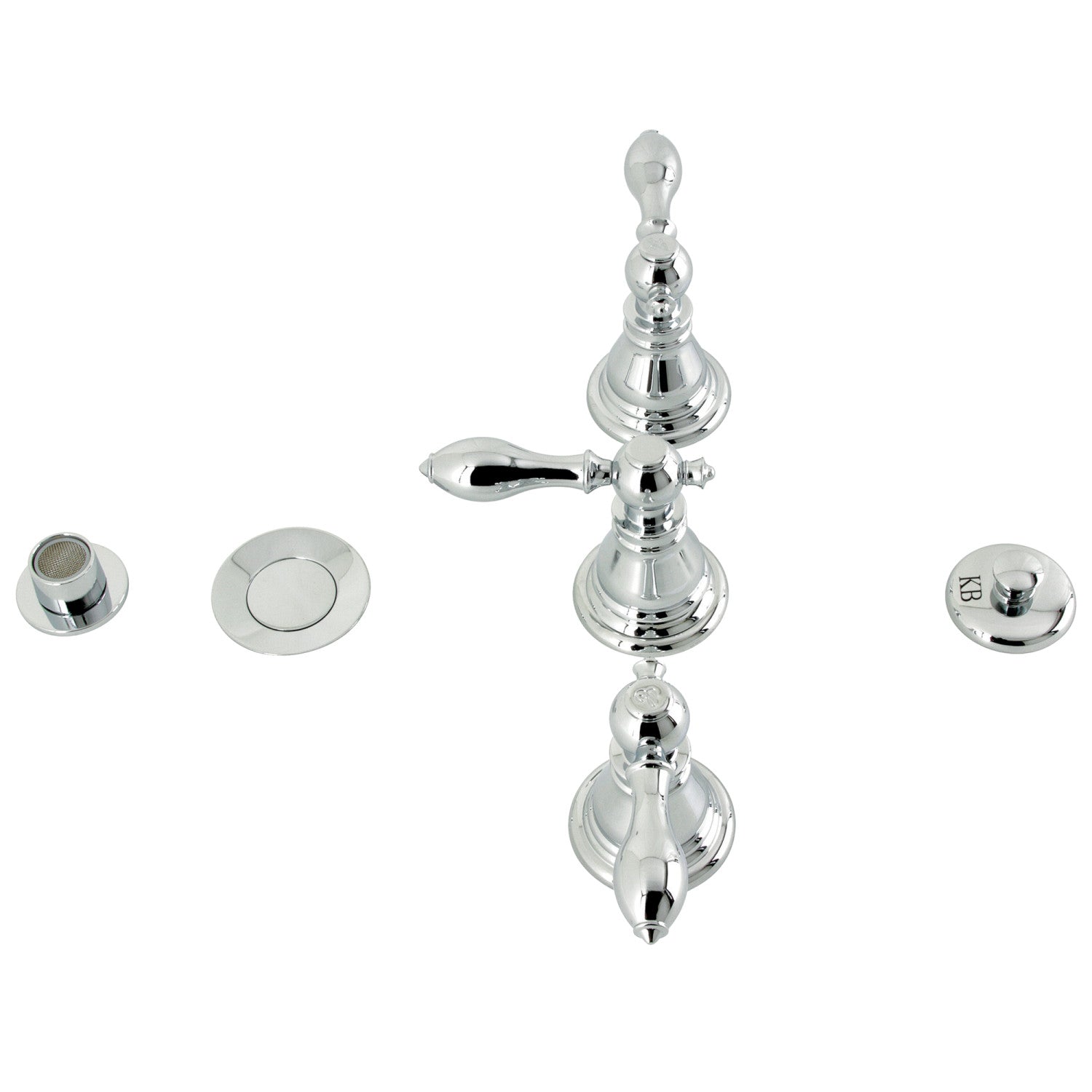 Kingston Heirloom KB321ACL - Robinet de bidet vertical classique à trois poignées avec laiton à tirette, chrome poli