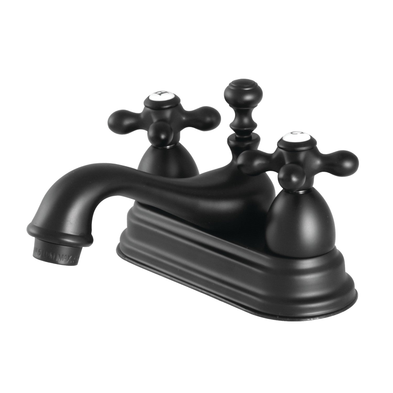 Kingston Heirloom KS3600AX - Restoration Double-Handle 3-Hole Deck Mount 4-Inch Centerset Bathroom Faucet with Brass Pop-Up, Matte Black
