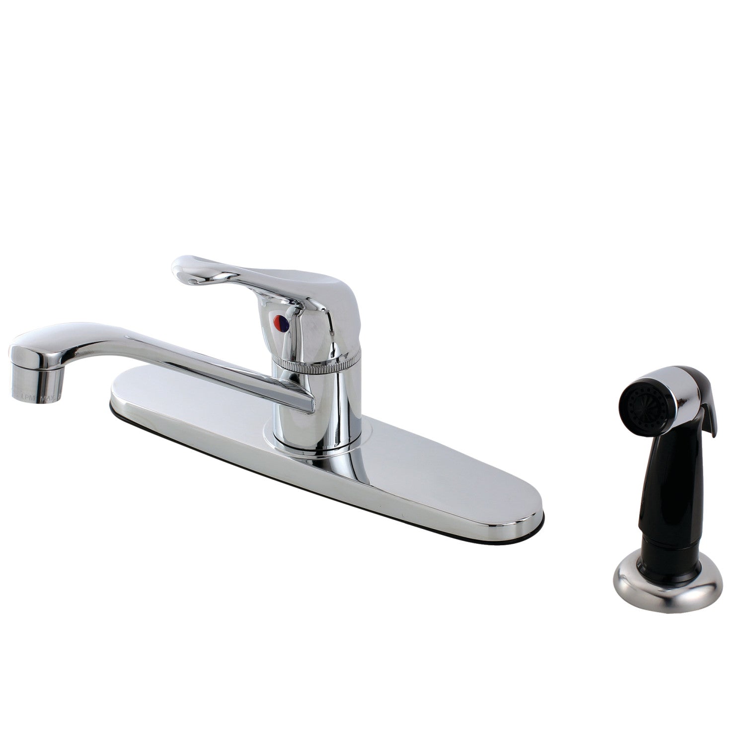 Kingston Tulare FB562 - Wyndham One-Handle 4 trous 8 Robinet de cuisine central avec pulvérisateur latéral, chrome poli