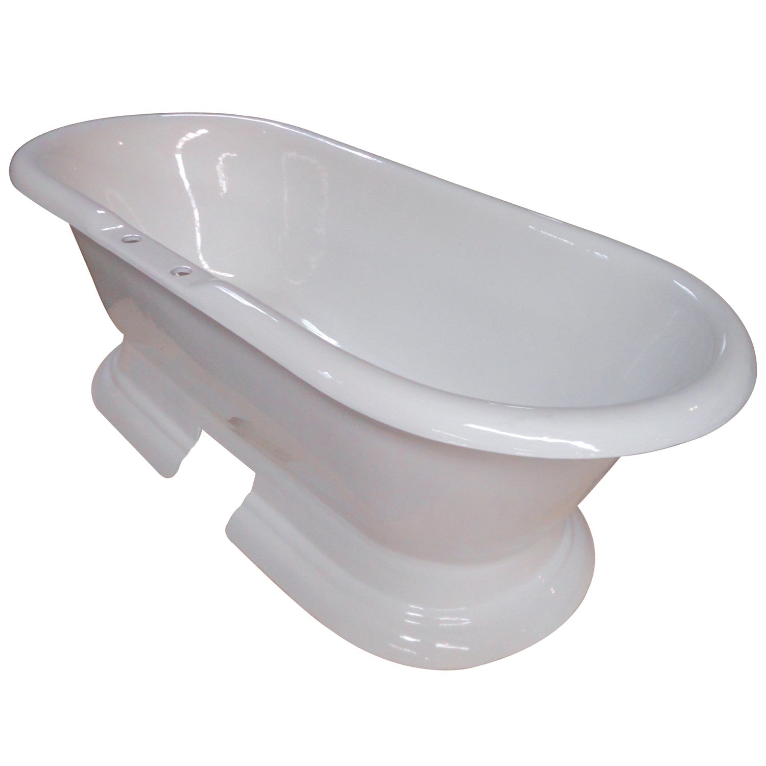 Kingston Heirloom VCT7D723224 - Aqua Eden 72-Inch Cast Iron Oval Double Ended Pedestal Tub (7-Inch Faucet Drillings), Blanc