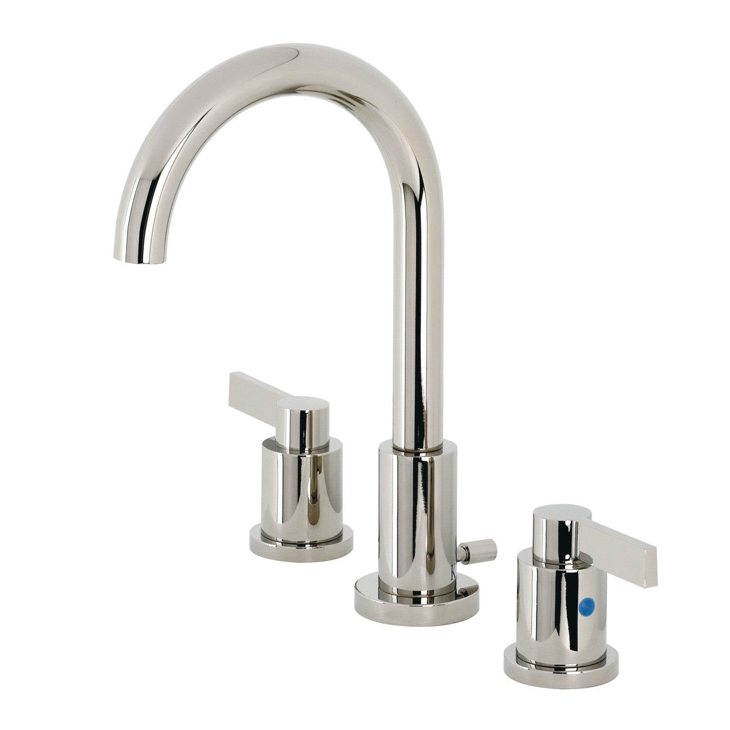 Kingston Sona FSC8929NDL - NuvoFusion Robinet de salle de bain à deux poignées 3 trous Robinet de salle de bain à montage étendu avec à tirette en laiton, nickel poli