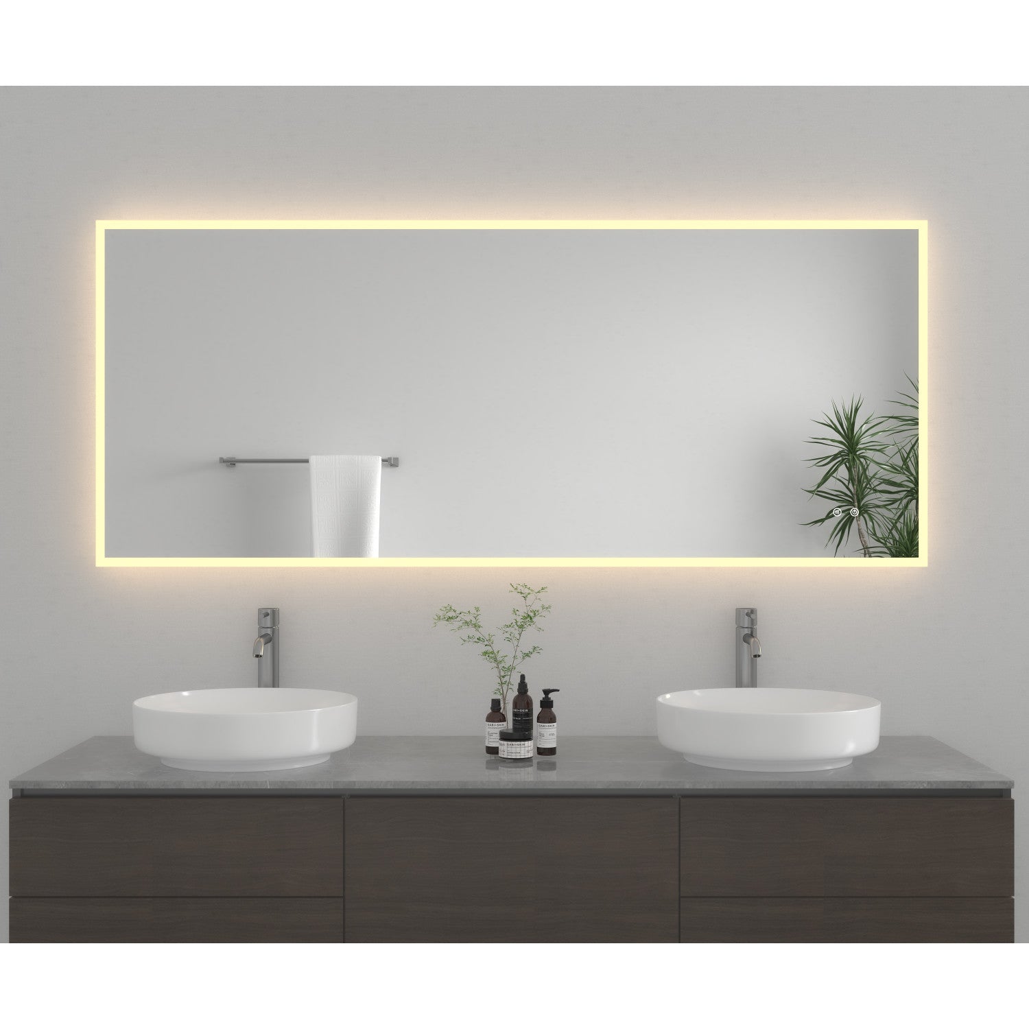 Kingston Aurora MR2017230 30-Inch x 72-Inch LED Bathroom Mirror, Front and Back Light, Anti-Fog, Dimmable Touch Sensor Lighted Mirror, Silver