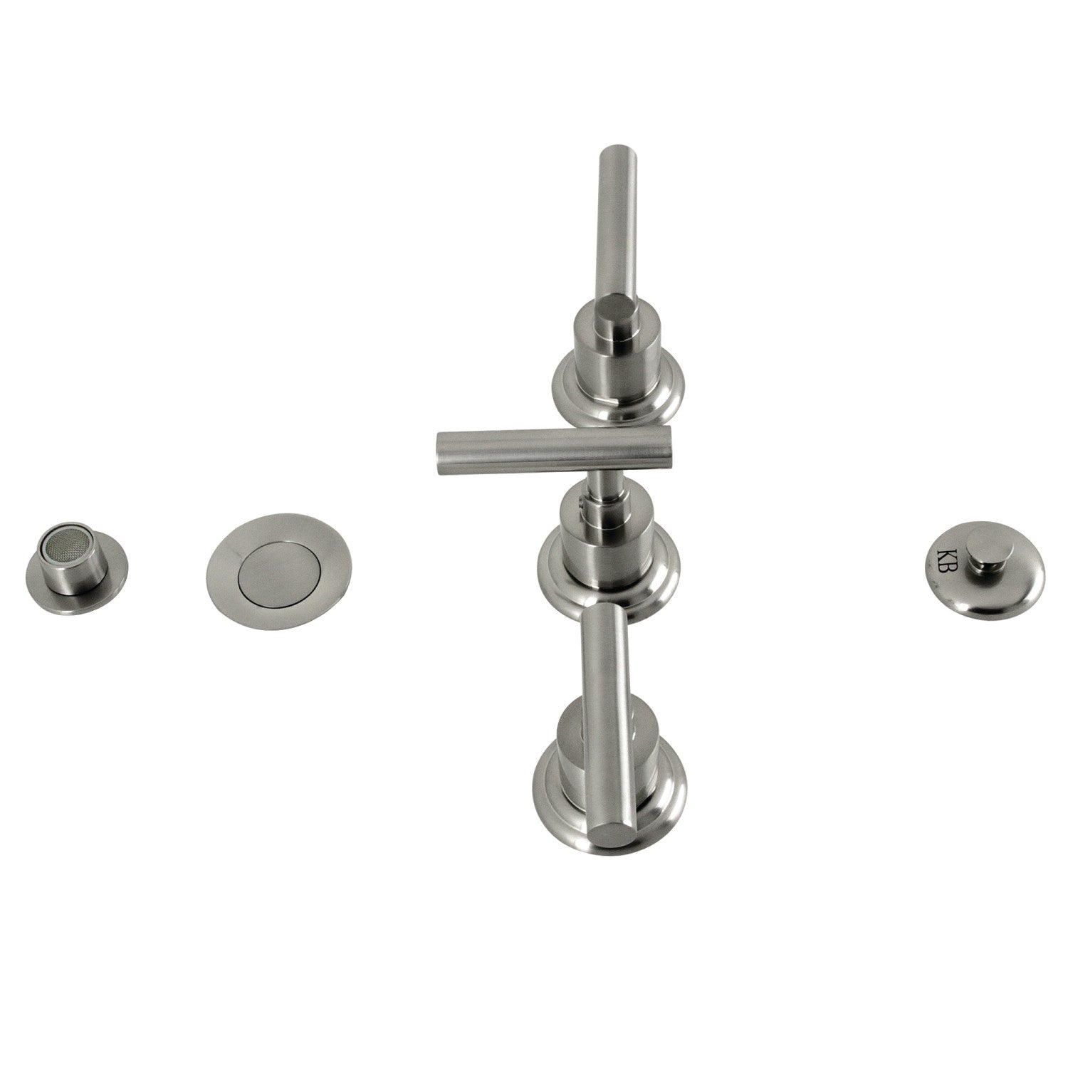 Kingston Sona KB6328CML - Robinet de bidet vertical à trois poignées avec couvercle en laiton, nickel brossé