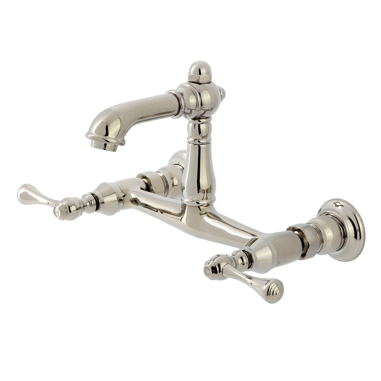 Kingston Heirloom KS7256BL - Robinet de salle de bain double poignée de pays anglais 2 trous, nickel poli