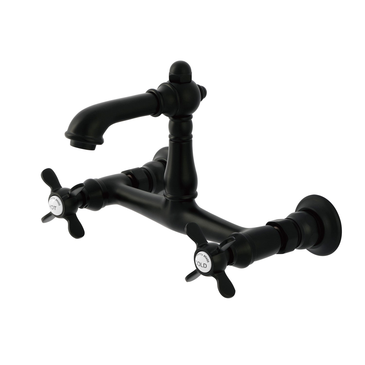 Kingston Heirloom KS7250BEX - Robinet de salle de bains à double poignée Essex 2 trous, noir mat