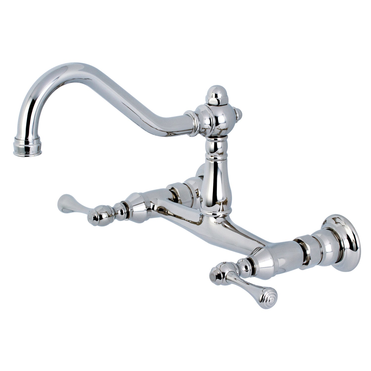 Kingston Heirloom KS3241BL - Robinet de salle de bains mural double poignée vintage 2 trous, chrome poli
