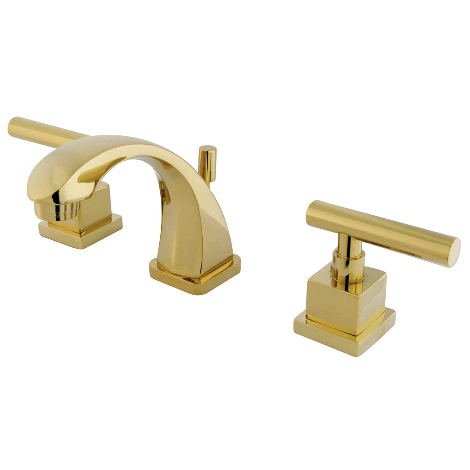Kingston Sona KS4942CQL - Claremont Two-Handle 3-Hole Deck Mount Widespread Bathroom Faucet with Brass Pop-Up, Polished Brass