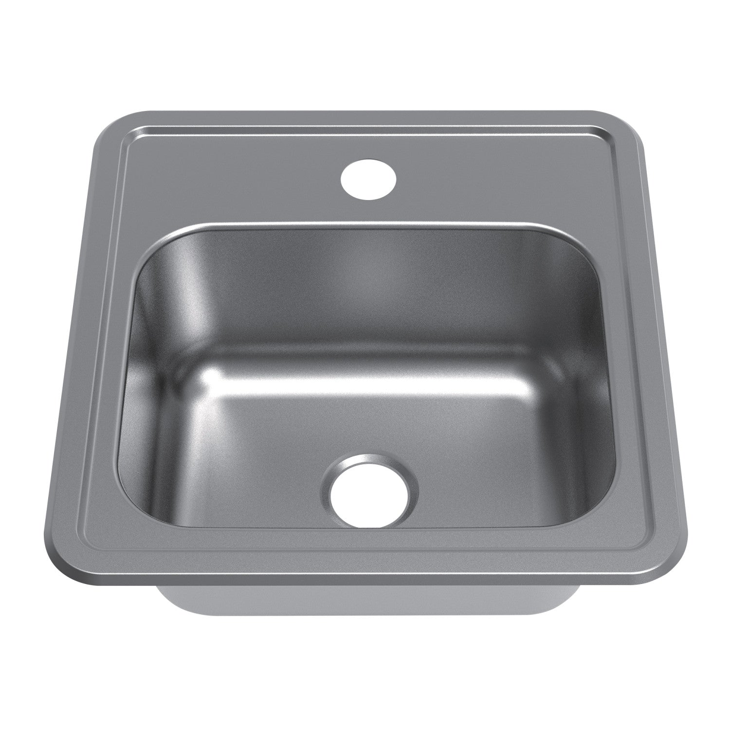 Kingston Tulare KGKTS151511 - Studio 15-Inch Stainless Steel Self-Rimming Single Bowl Drop-In Bar Prep Sink (1-Hole) with Strainer, Brushed Stainless Steel/Polished Chrome
