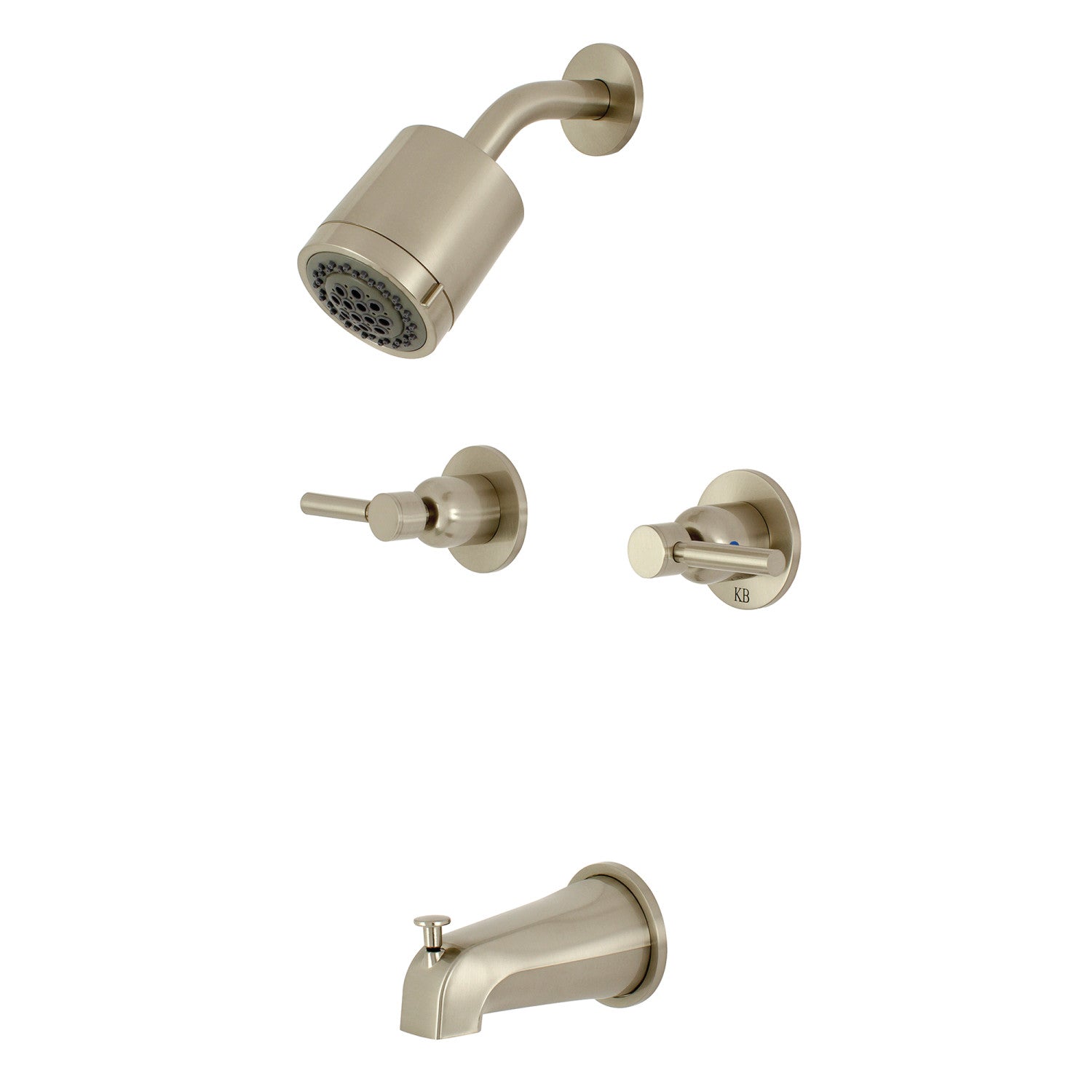 Kingston Sona KBX8148DL - Robinet de baignoire et de douche à double poignée Concord, Nickel brossé