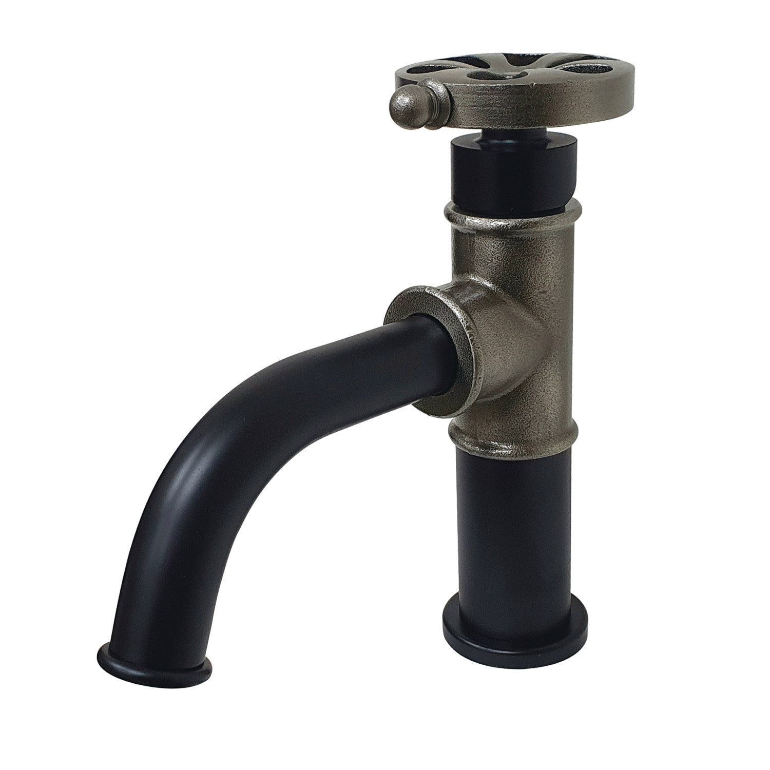 Kingston Heirloom KS2824RX - Robinet de salle de bain à une poignée Belknap 1 trou avec bonde à tirette, noir mat/noir inoxydable