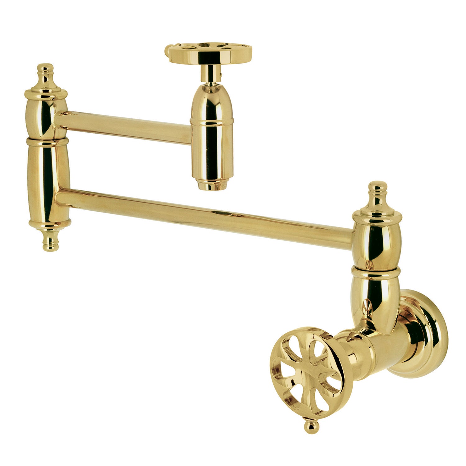 Kingston Tulare KS3102RX - Belknap Robinet de remplissage de pot à deux poignées 1 trou, laiton poli