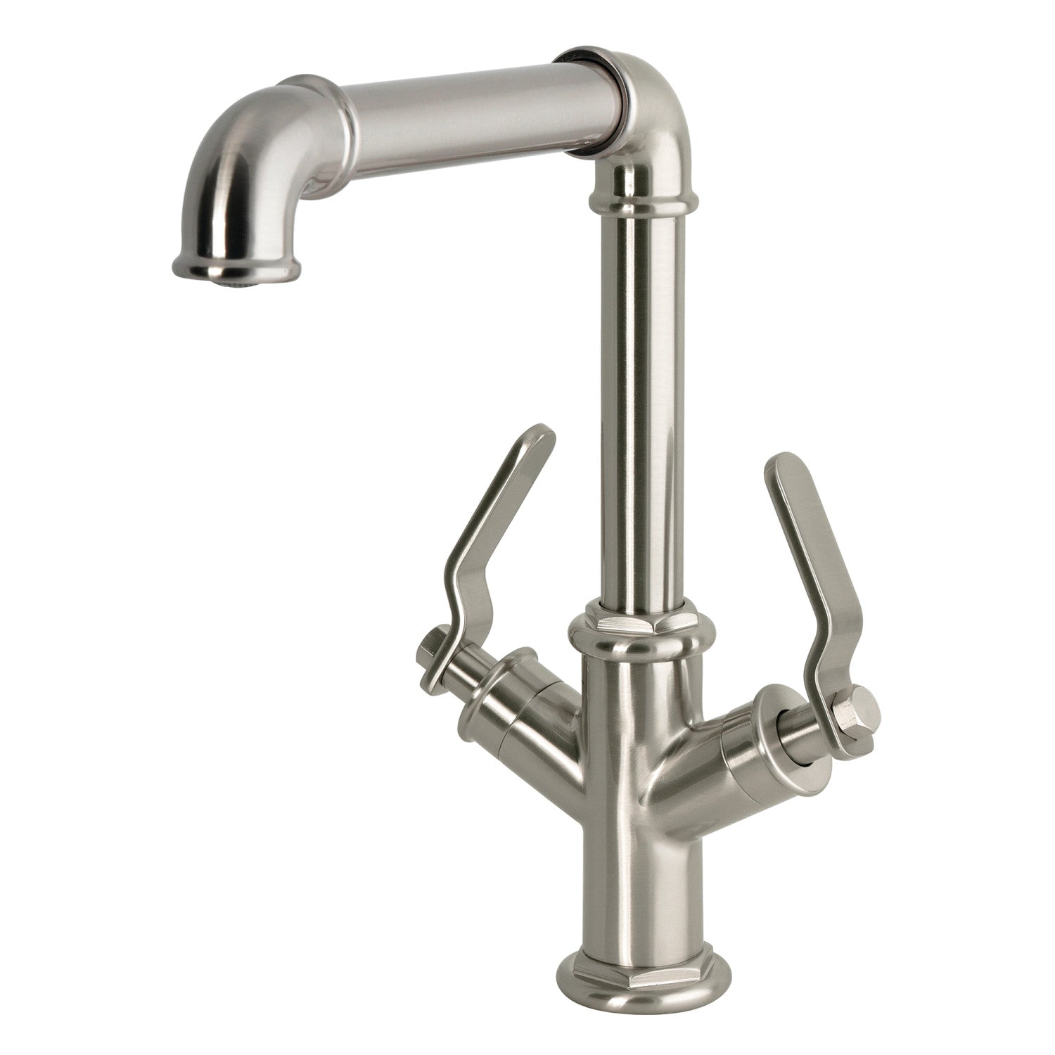 Kingston Whitaker LS6408KL Robinet de bar à deux poignées 1 trou, nickel brossé