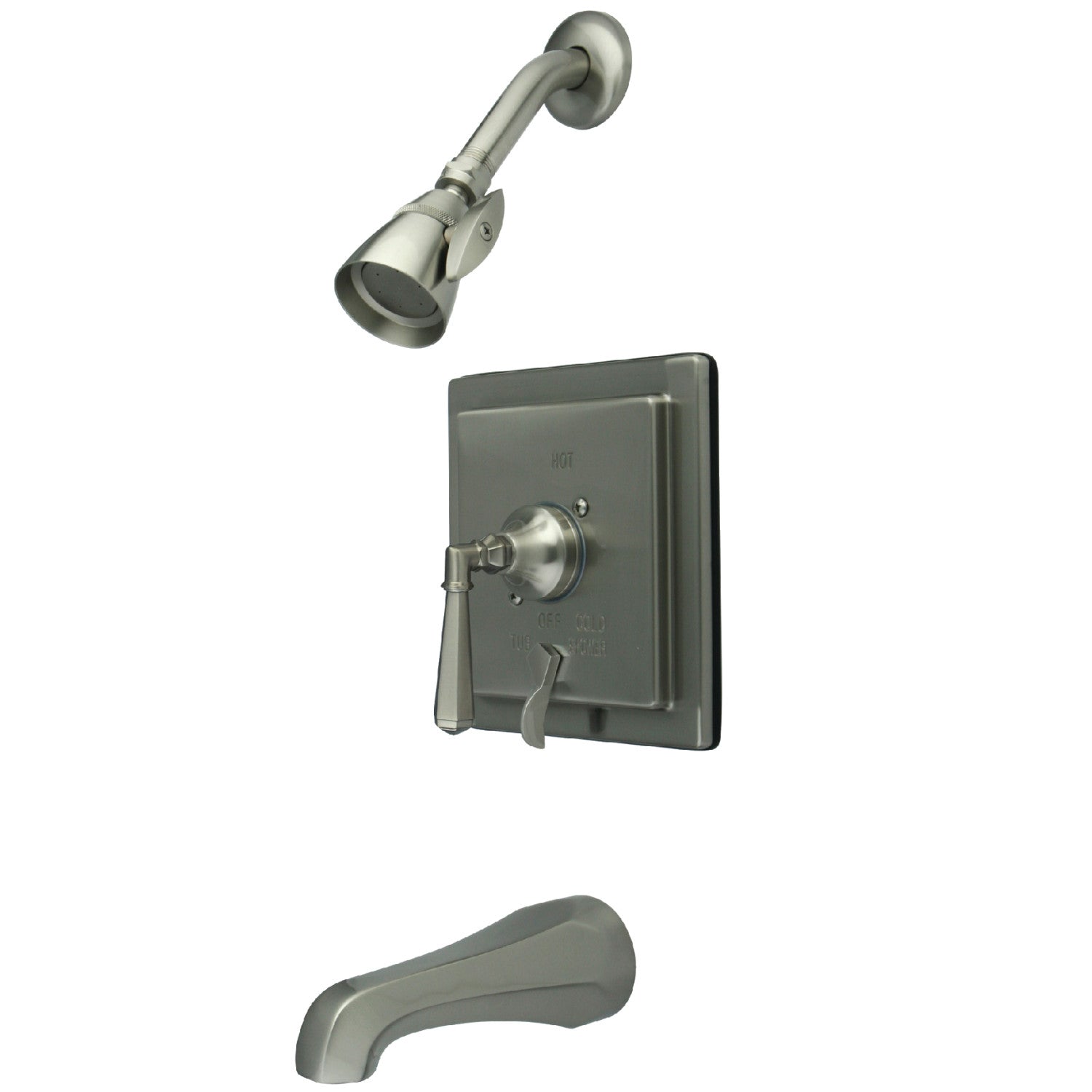 Kingston Tulare KB86584HL - Robinet de baignoire et de douche à pression métropolitaine à une poignée, nickel brossé