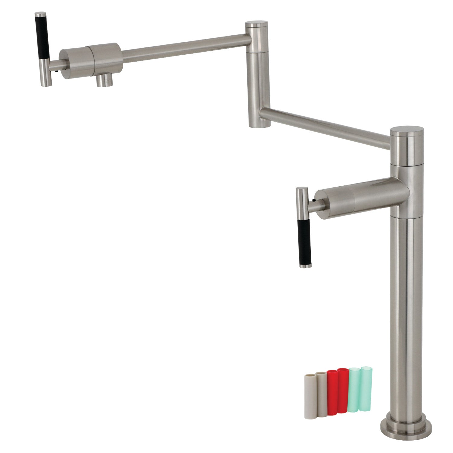 Kingston Sona KS4708CKL - Robinet de remplissage de pot de plate-forme à deux poignées Kaiser 1 trou, nickel brossé