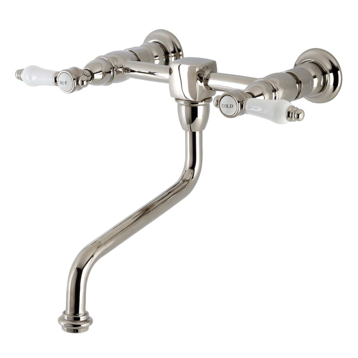 Kingston Heirloom KS1216BPL - Bel-Air Double-Handle 2-Trou robinet de salle de bains à montage mural, nickel poli